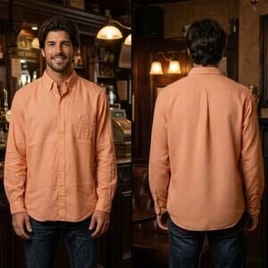 Daniel Cremieux Orange White Long Sleeve Stanley Shirt Men's XL 17.5 36